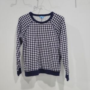 Draper James Blue and White Crew Neck Top / Size XS